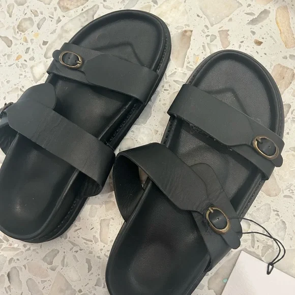 Anthropologie Amalfi Black Leather Sandal Ladies Size 41 - Picture 6 of 8